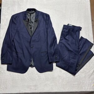 Bonobos Vitale Barberis Canonico 2-Piece Tuxedo Blue & Black 44R Wool Pant 38x30